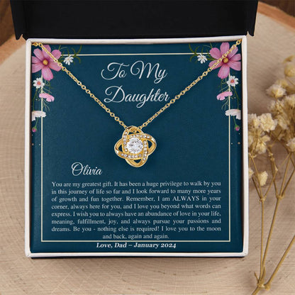 Personalized Name - To My Daughter - Love Dad - Love Knot Necklace - Gift idea For Daughter