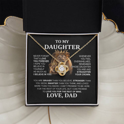 To My Daughter - Lion - Love Knot Necklace - Perfect Gift For Daughter