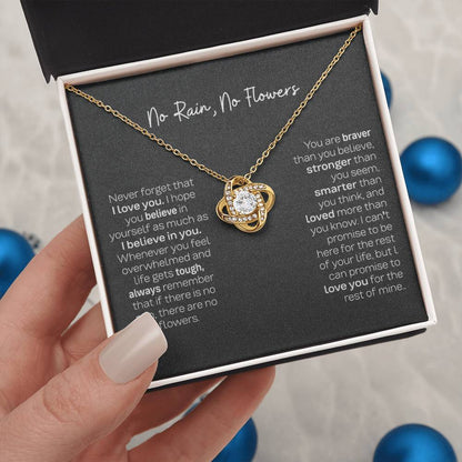 No Rain No Flowers Necklace - Perfect Love Knot Necklace Gift for Daughter from Dad & Mom