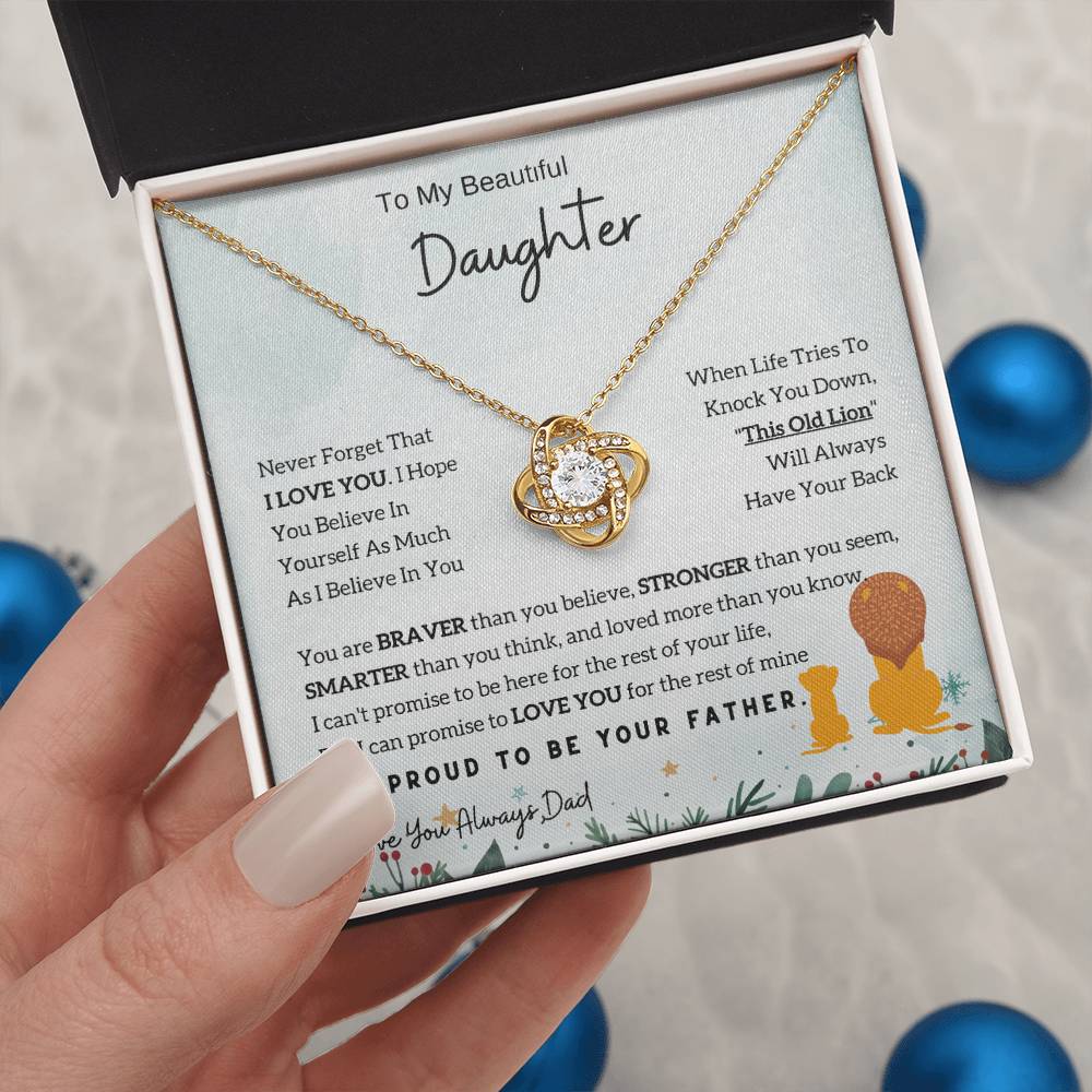 Lion Love Knot Necklace - The Perfect Daughter Necklace from Dad