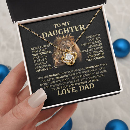 To My Daughter Lion Necklace - Special Love Knot Pendant Gift from Dad