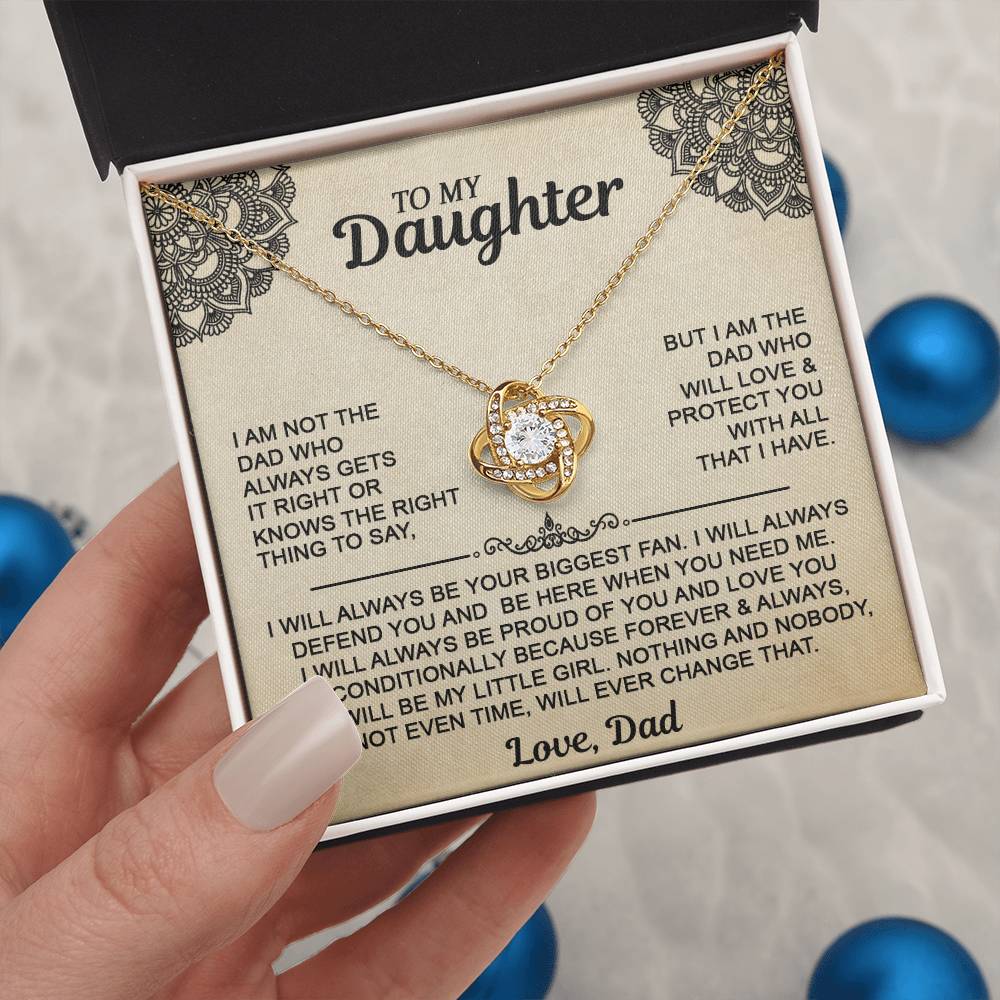 Gift For Daughter From Dad - To My Daughter Love Knot Necklace