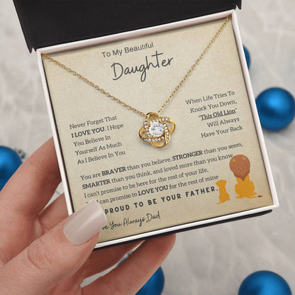 Lion Daughter Necklace - Perfect Love Knot Necklace Gift From Dad