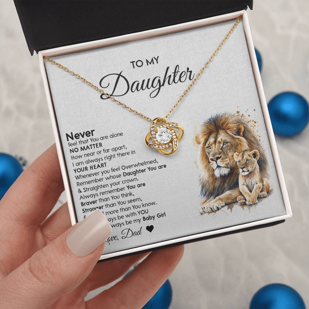 Lion Daughter Necklace - Heartfelt Love Knot Necklace Gift from Dad