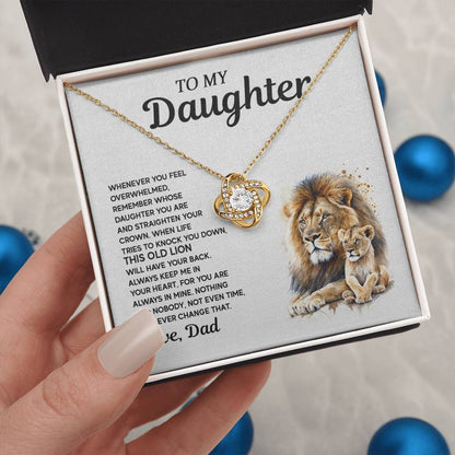 To My Daughter - Lion Love Knot Necklace, A Meaningful Gift From Dad