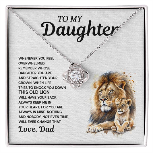 To My Daughter - Lion Love Knot Necklace, A Meaningful Gift From Dad