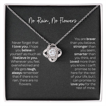 No Rain No Flowers Necklace - Perfect Love Knot Necklace Gift for Daughter from Dad & Mom