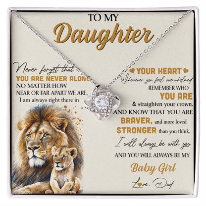 Gift For Daughter - To My Daughter Love Knot Necklace - From Dad Lion