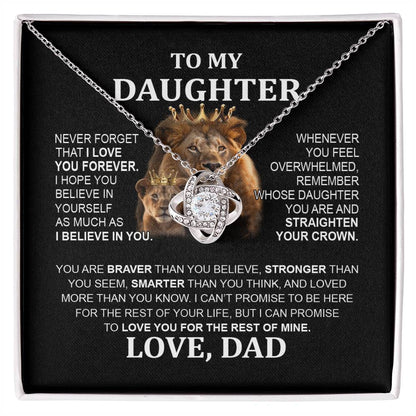 To My Daughter - Lion - Love Knot Necklace - Perfect Gift For Daughter