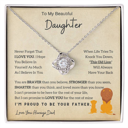 Lion Daughter Necklace - Perfect Love Knot Necklace Gift From Dad