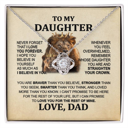 To My Daughter - Lion - Love Knot Necklace - Gift idea For Daughter