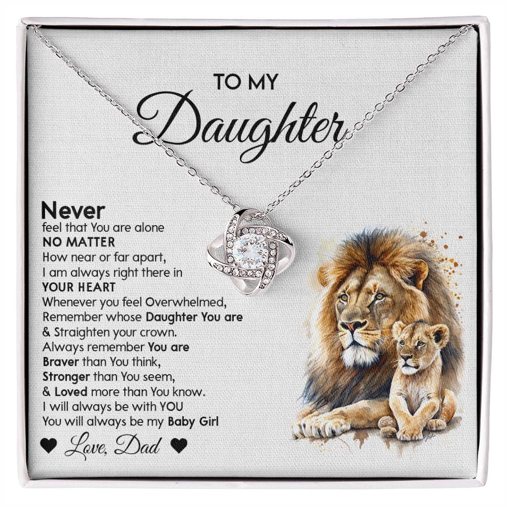 Lion Daughter Necklace - Heartfelt Love Knot Necklace Gift from Dad