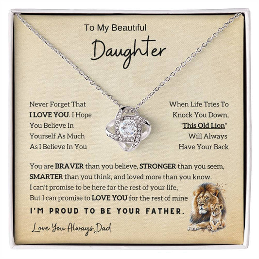 Lion Love Knot Necklace - Special Gift for Daughter From Dad