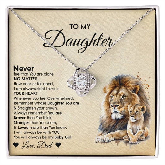 Love Knot Necklace for Daughter - Beautiful Lion Design, A Gift From Dad