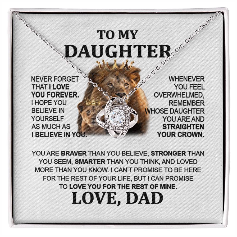 Gift For Daughter - To My Daughter - Lion - Love Knot Necklace