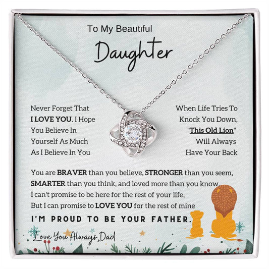 Lion Love Knot Necklace - The Perfect Daughter Necklace from Dad