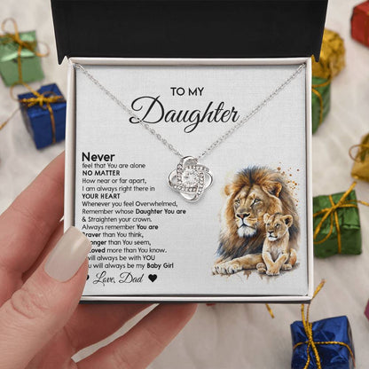 Lion Daughter Necklace - Heartfelt Love Knot Necklace Gift from Dad