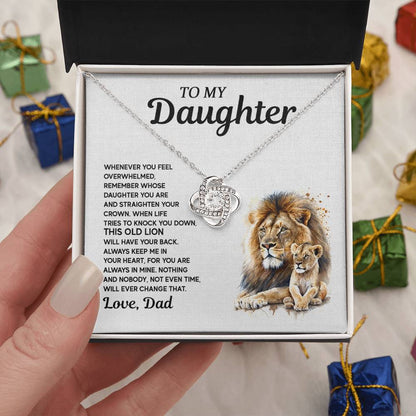 To My Daughter - Lion Love Knot Necklace, A Meaningful Gift From Dad