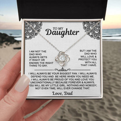 To My Daughter Love Knot Necklace - Gift From Dad