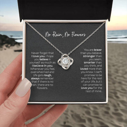 No Rain No Flowers Necklace - Perfect Love Knot Necklace Gift for Daughter from Dad & Mom