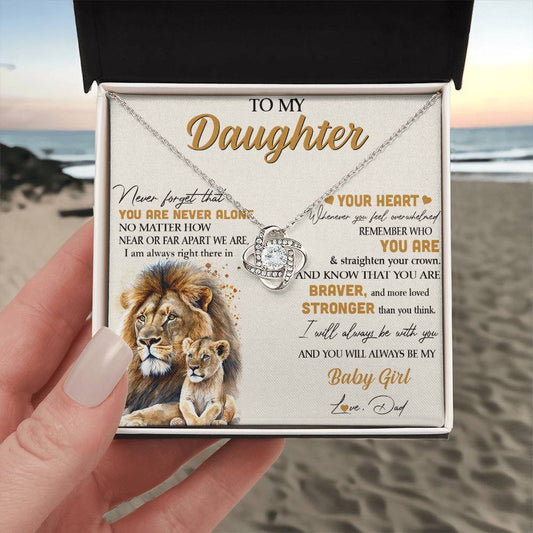 Gift For Daughter - To My Daughter Love Knot Necklace - From Dad Lion