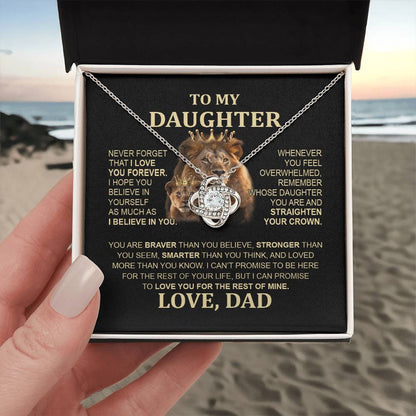 To My Daughter Lion Necklace - Special Love Knot Pendant Gift from Dad