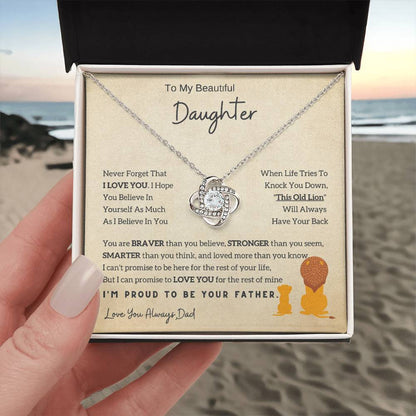 Lion Daughter Necklace - Perfect Love Knot Necklace Gift From Dad