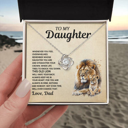 Gift for Daughter from Dad - Lion and Love Knot Necklace for Special Moments