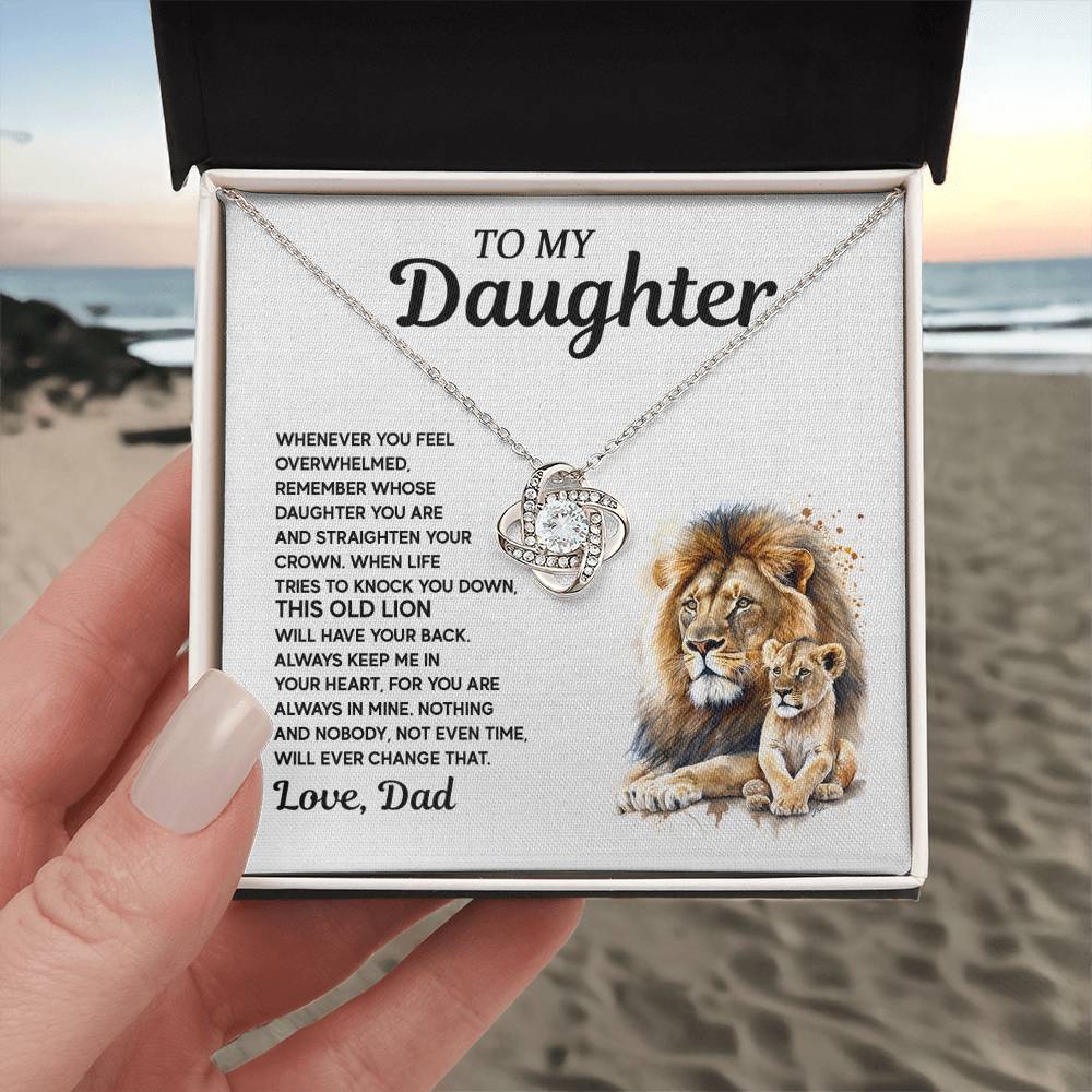 To My Daughter - Lion Love Knot Necklace, A Meaningful Gift From Dad