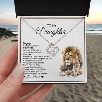 Lion Daughter Necklace - Heartfelt Love Knot Necklace Gift from Dad