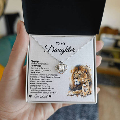 Lion Daughter Necklace - Heartfelt Love Knot Necklace Gift from Dad