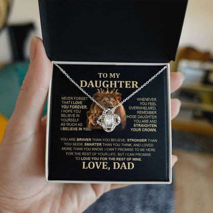 To My Daughter Lion Necklace - Special Love Knot Pendant Gift from Dad