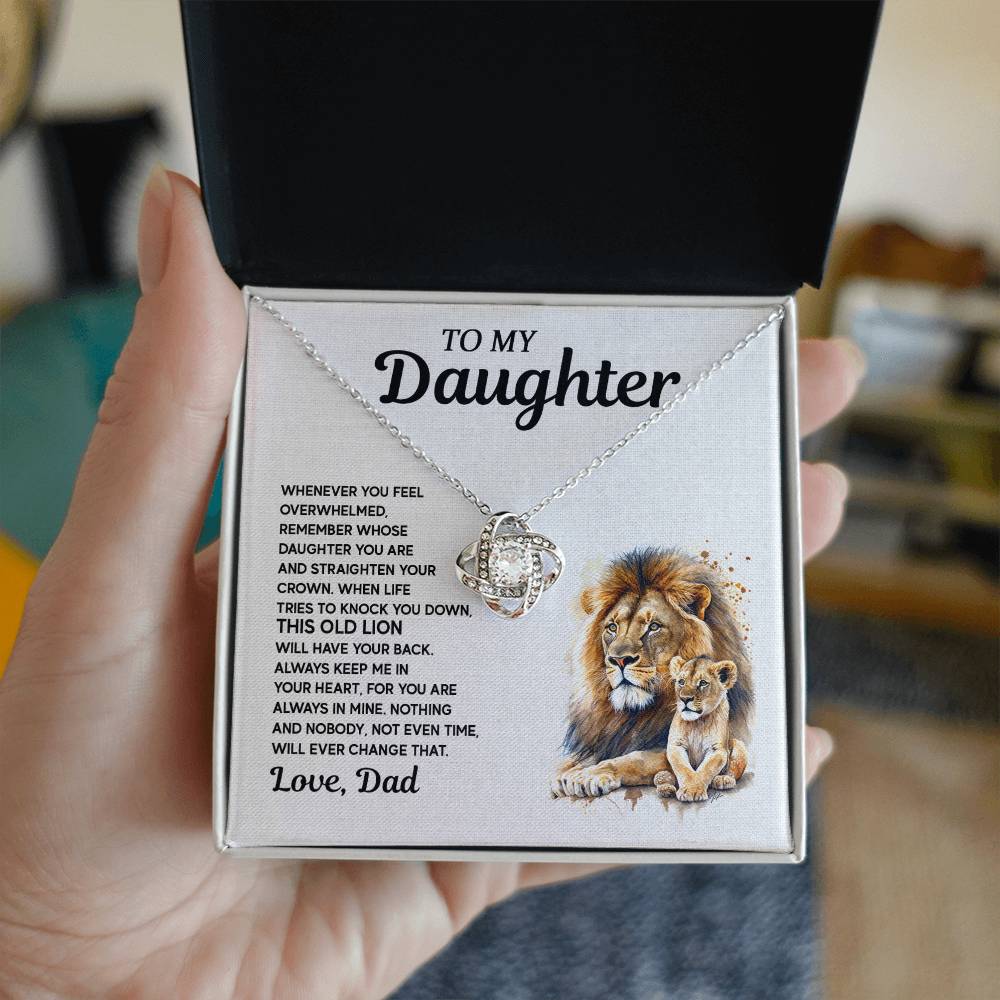 To My Daughter - Lion Love Knot Necklace, A Meaningful Gift From Dad