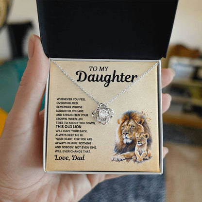 Gift for Daughter from Dad - Lion and Love Knot Necklace for Special Moments