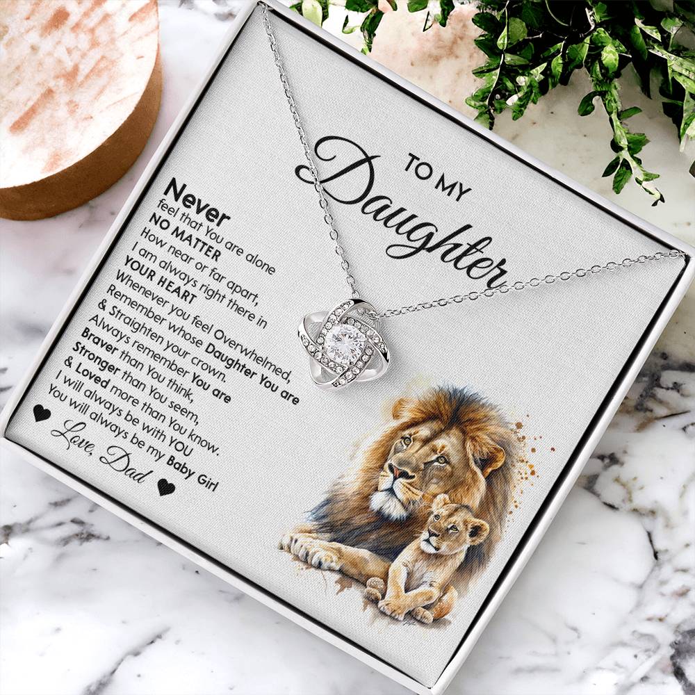 Lion Daughter Necklace - Heartfelt Love Knot Necklace Gift from Dad