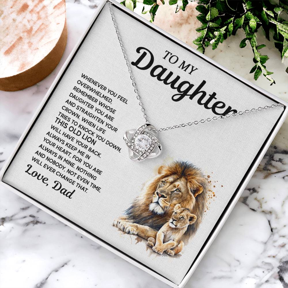 To My Daughter - Lion Love Knot Necklace, A Meaningful Gift From Dad