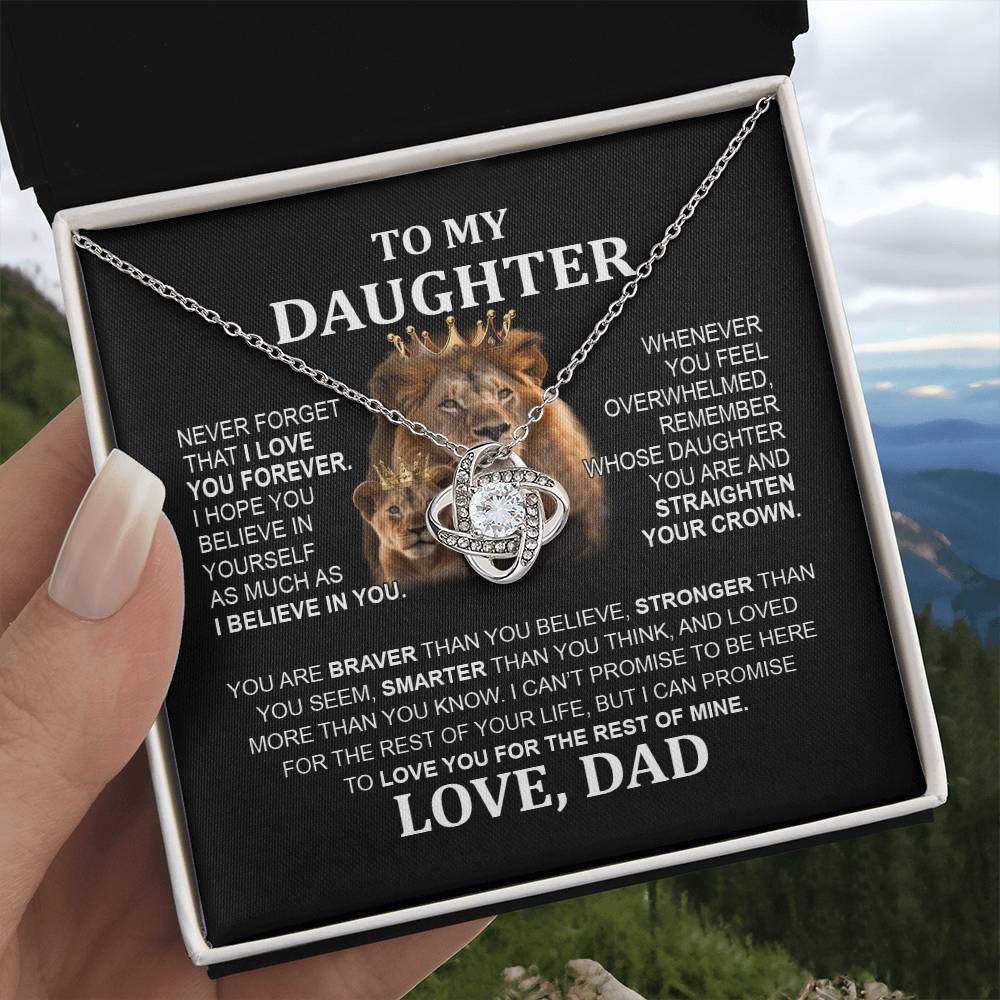 To My Daughter - Lion - Love Knot Necklace - Perfect Gift For Daughter