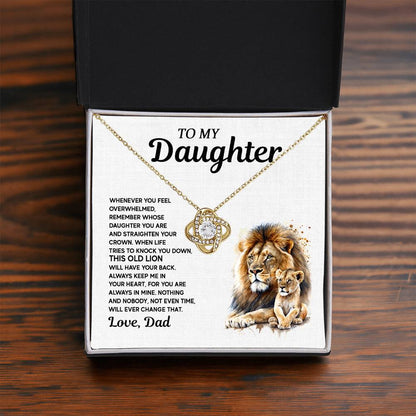 To My Daughter - Lion Love Knot Necklace, A Meaningful Gift From Dad