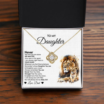 Lion Daughter Necklace - Heartfelt Love Knot Necklace Gift from Dad