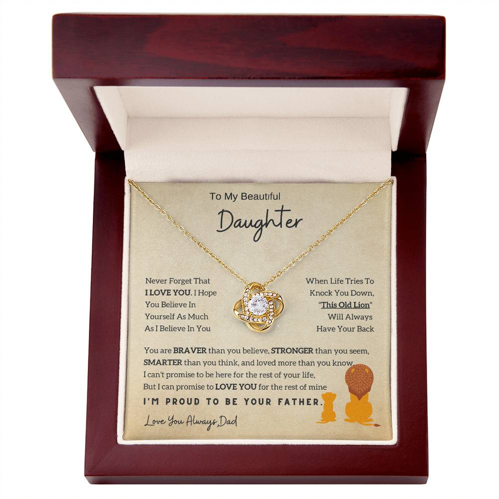 Lion Daughter Necklace - Perfect Love Knot Necklace Gift From Dad