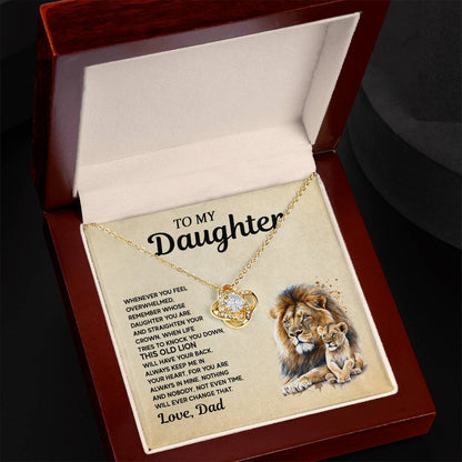 Gift for Daughter from Dad - Lion and Love Knot Necklace for Special Moments