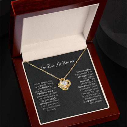 No Rain No Flowers Necklace - Perfect Love Knot Necklace Gift for Daughter from Dad & Mom