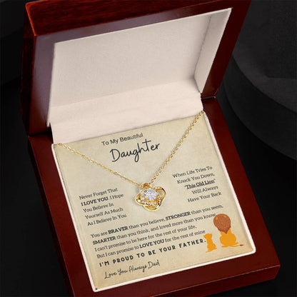 Lion Daughter Necklace - Perfect Love Knot Necklace Gift From Dad