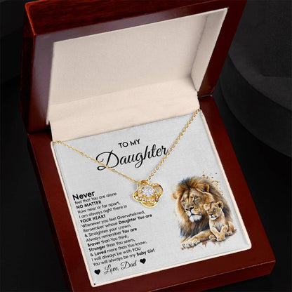 Lion Daughter Necklace - Heartfelt Love Knot Necklace Gift from Dad