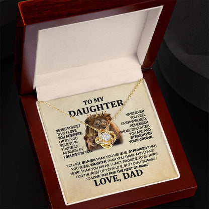 To My Daughter - Lion - Love Knot Necklace - Gift idea For Daughter