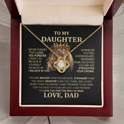 To My Daughter Lion Necklace - Special Love Knot Pendant Gift from Dad