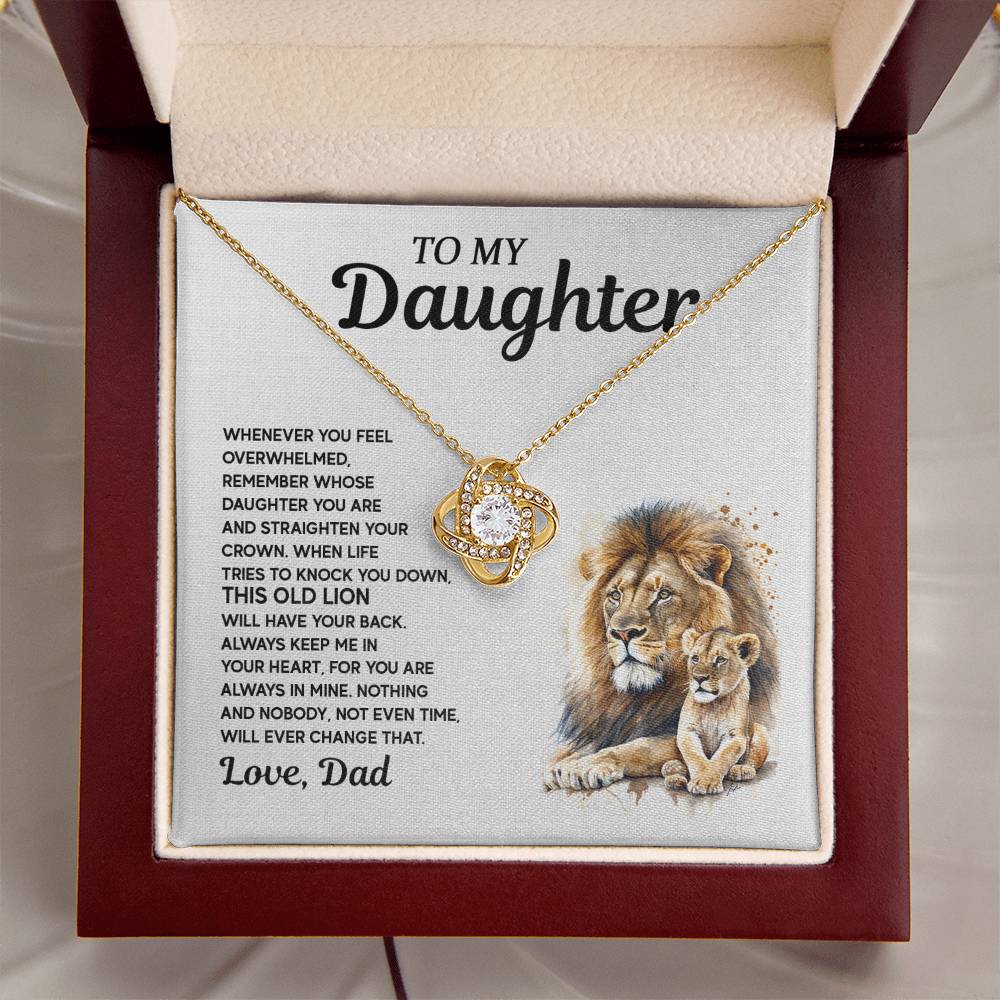 To My Daughter - Lion Love Knot Necklace, A Meaningful Gift From Dad