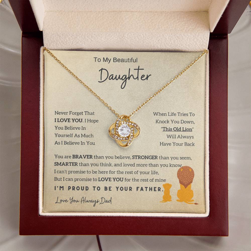 Lion Daughter Necklace - Perfect Love Knot Necklace Gift From Dad