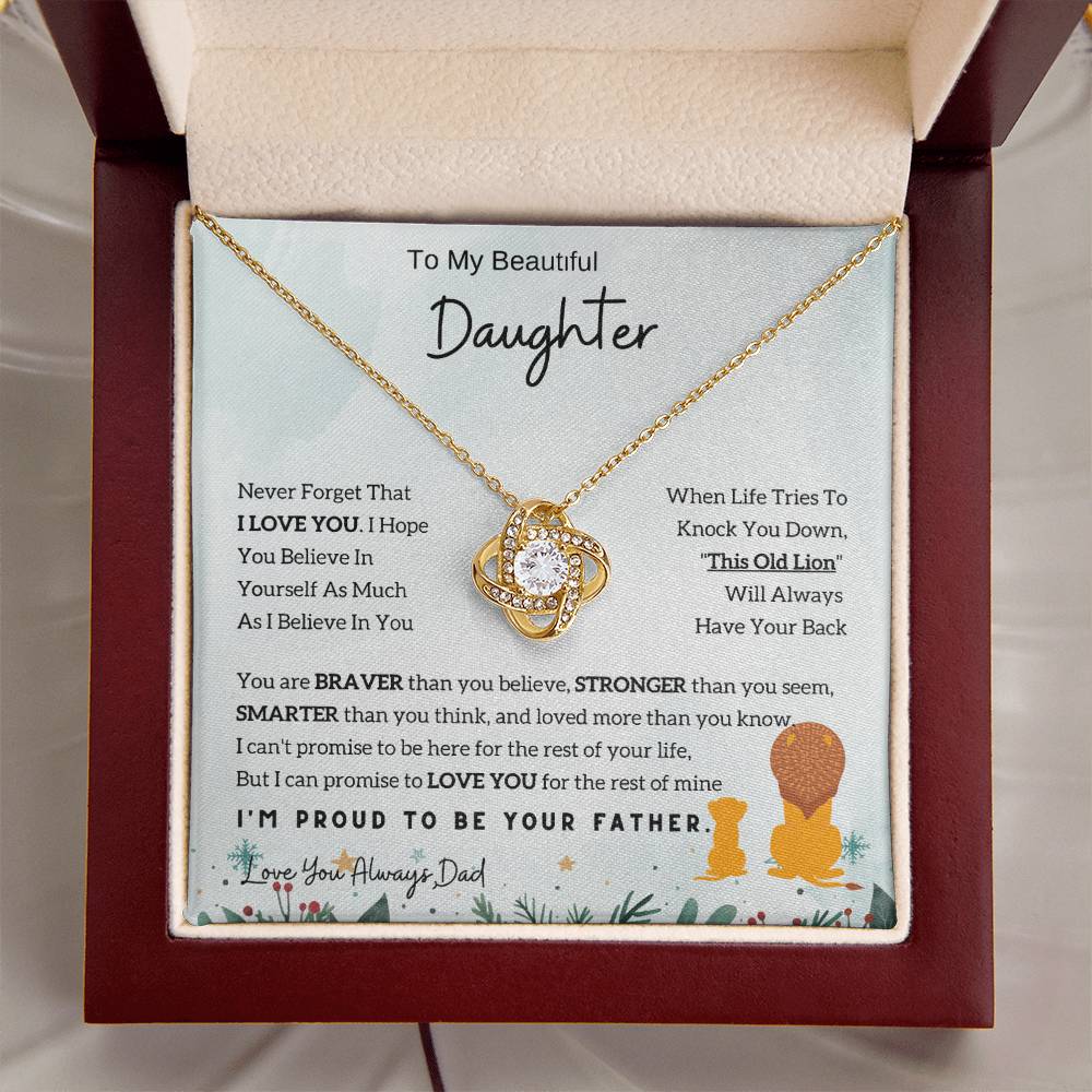 Lion Love Knot Necklace - The Perfect Daughter Necklace from Dad