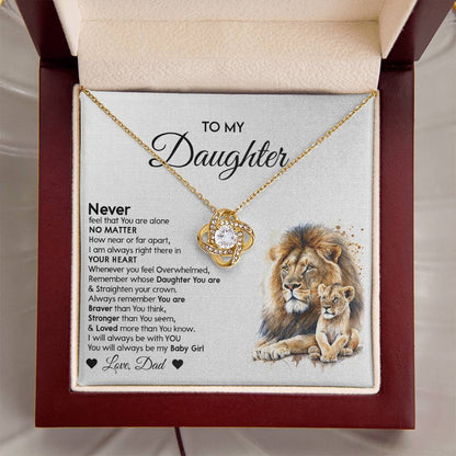 Lion Daughter Necklace - Heartfelt Love Knot Necklace Gift from Dad